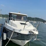 Quicksilver 855 Weekend bow exterior showing the full boat at berth